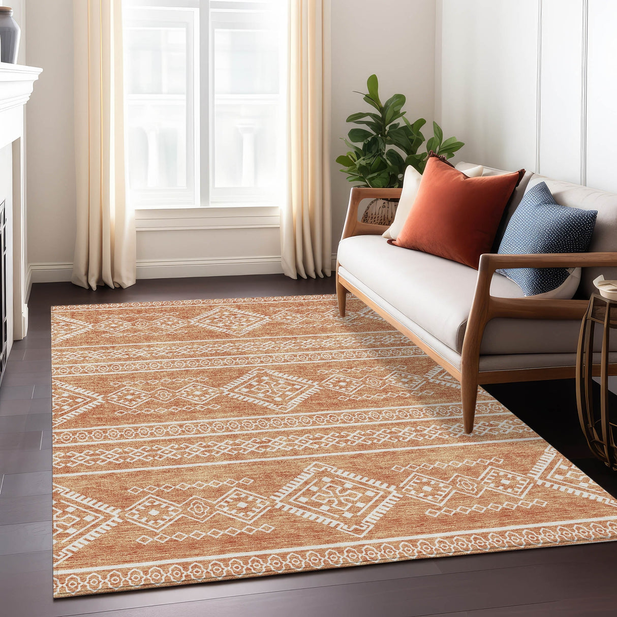 Machine Washable Indoor/ Outdoor Chantille Moroccan Boho Rug