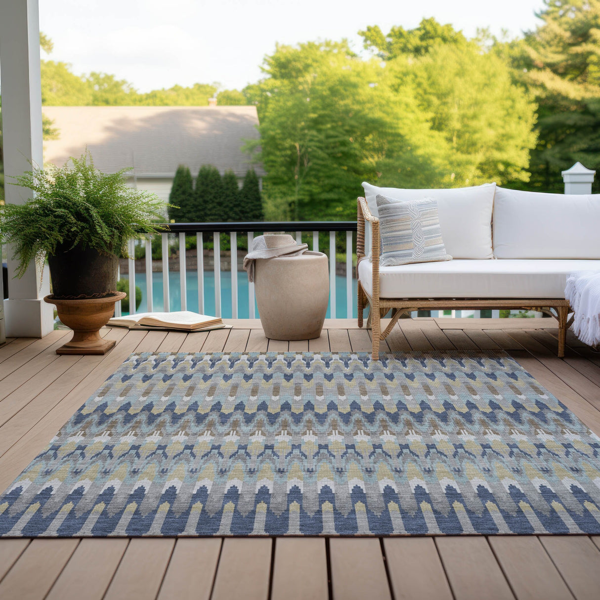 Machine Washable Indoor/ Outdoor Chantille Moroccan Boho Rug