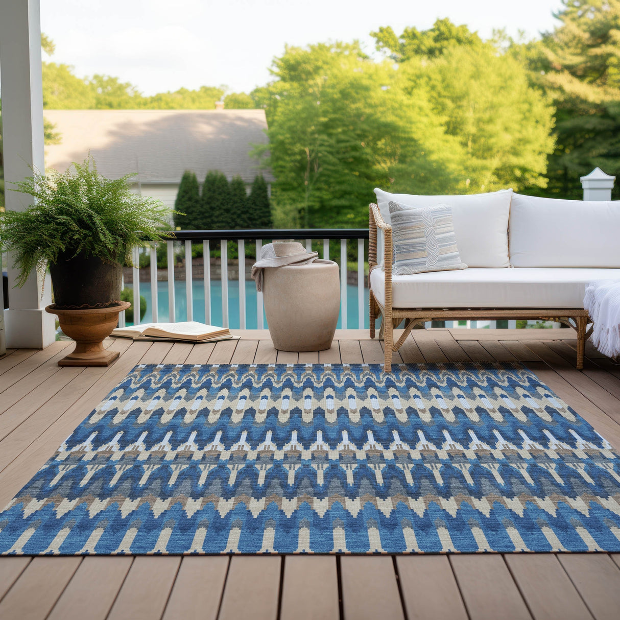 Machine Washable Indoor/ Outdoor Chantille Moroccan Boho Rug