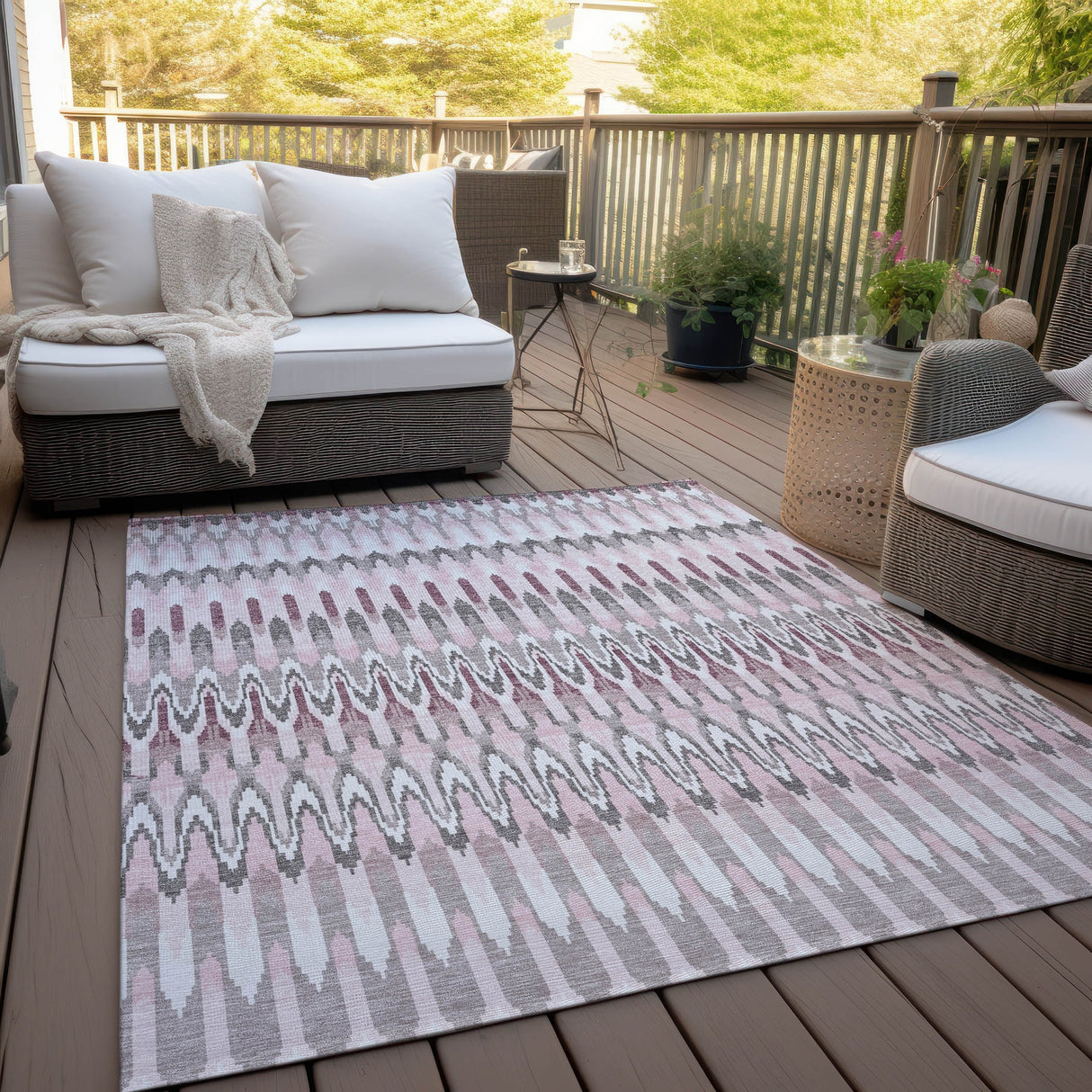 Machine Washable Indoor/ Outdoor Chantille Moroccan Boho Rug