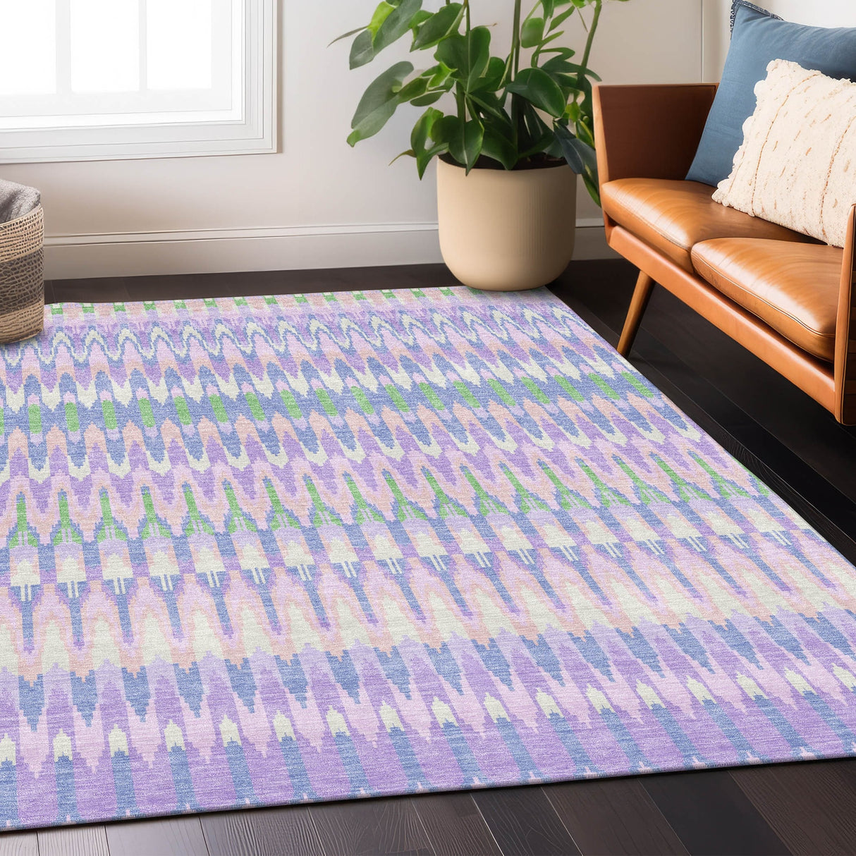 Machine Washable Indoor/ Outdoor Chantille Moroccan Boho Rug