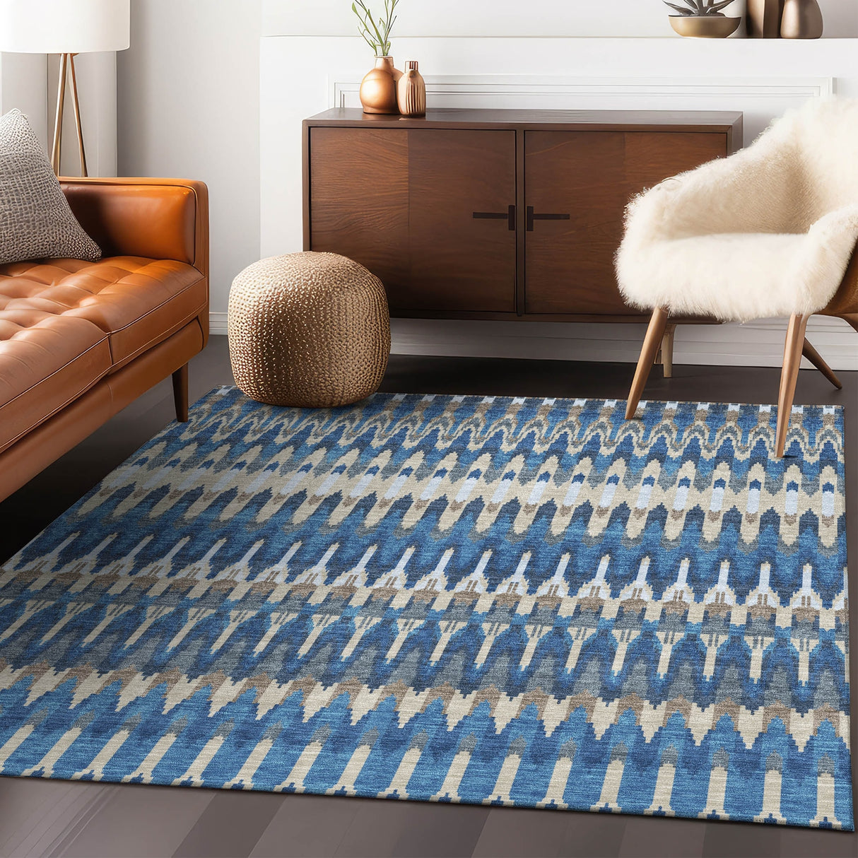 Machine Washable Indoor/ Outdoor Chantille Moroccan Boho Rug