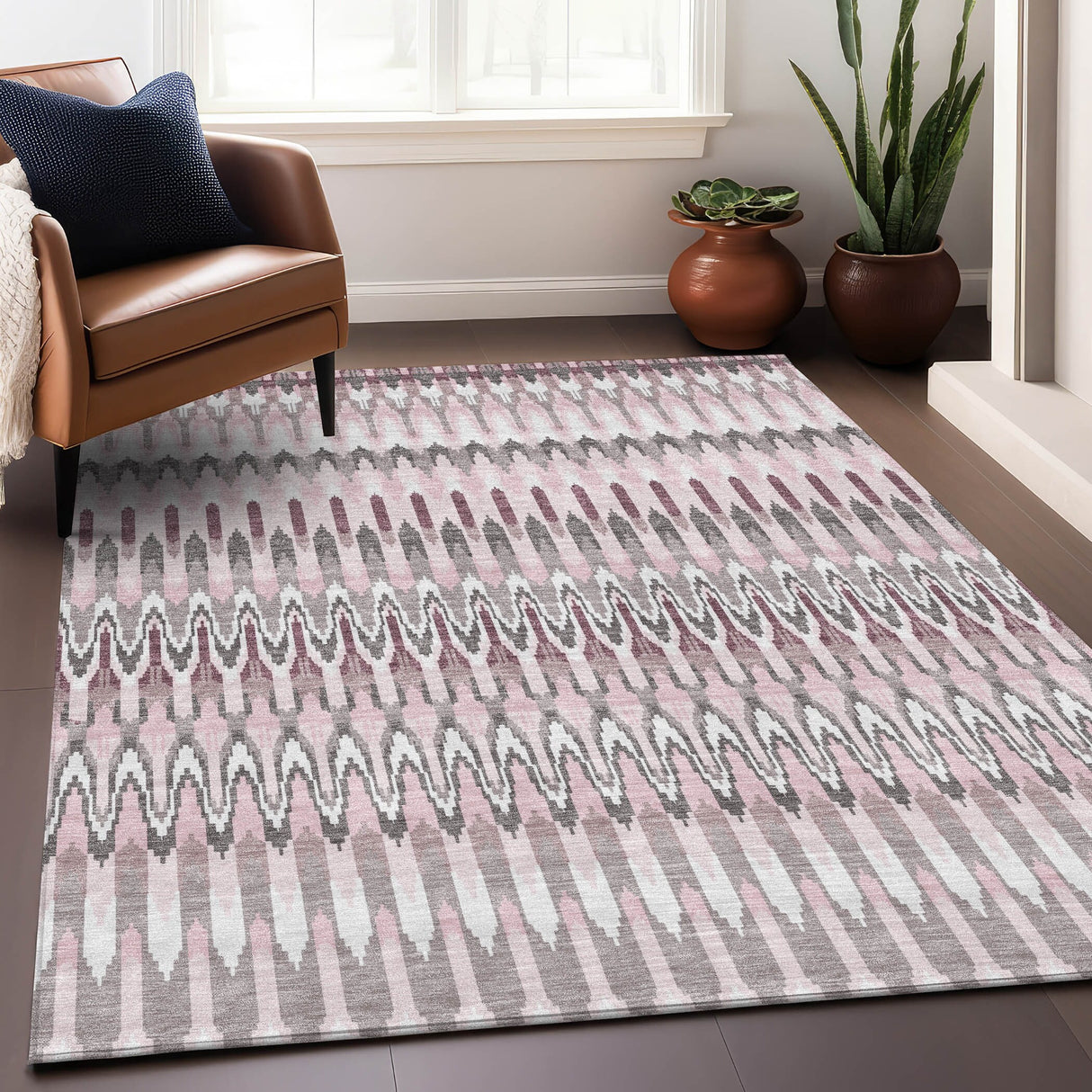 Machine Washable Indoor/ Outdoor Chantille Moroccan Boho Rug