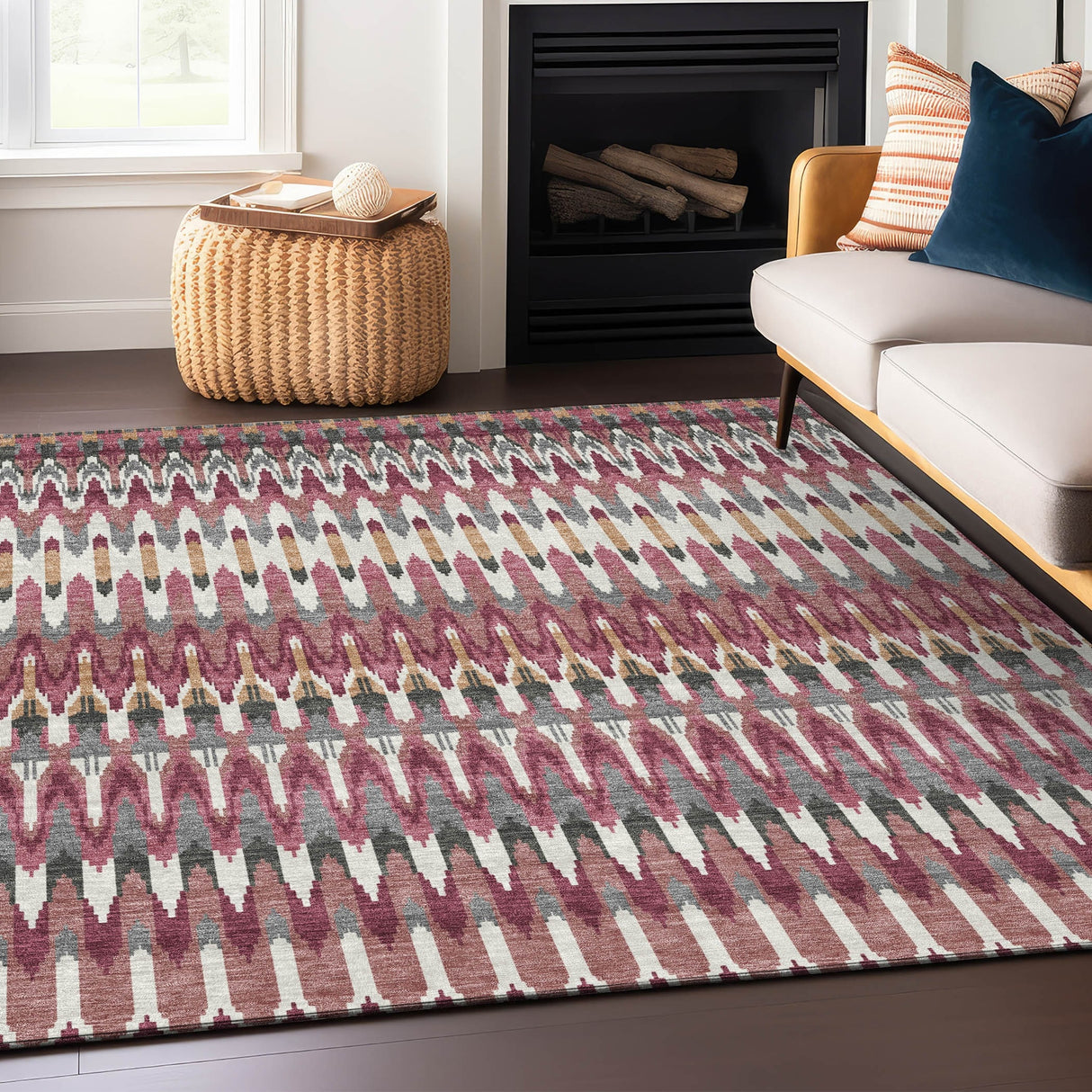 Machine Washable Indoor/ Outdoor Chantille Moroccan Boho Rug