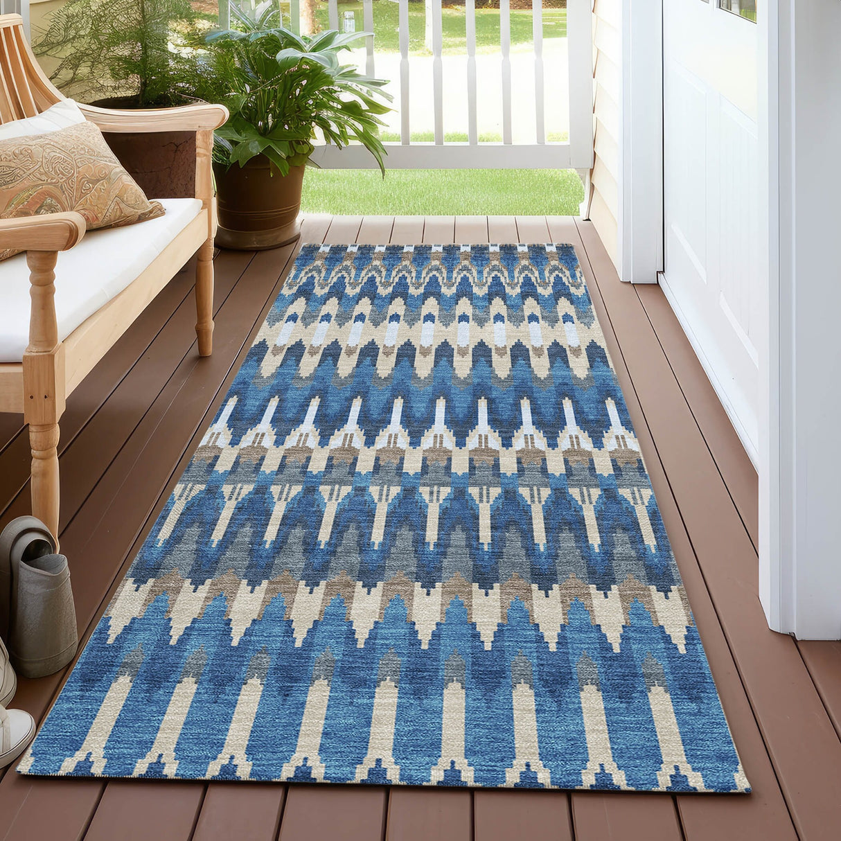 Machine Washable Indoor/ Outdoor Chantille Moroccan Boho Rug