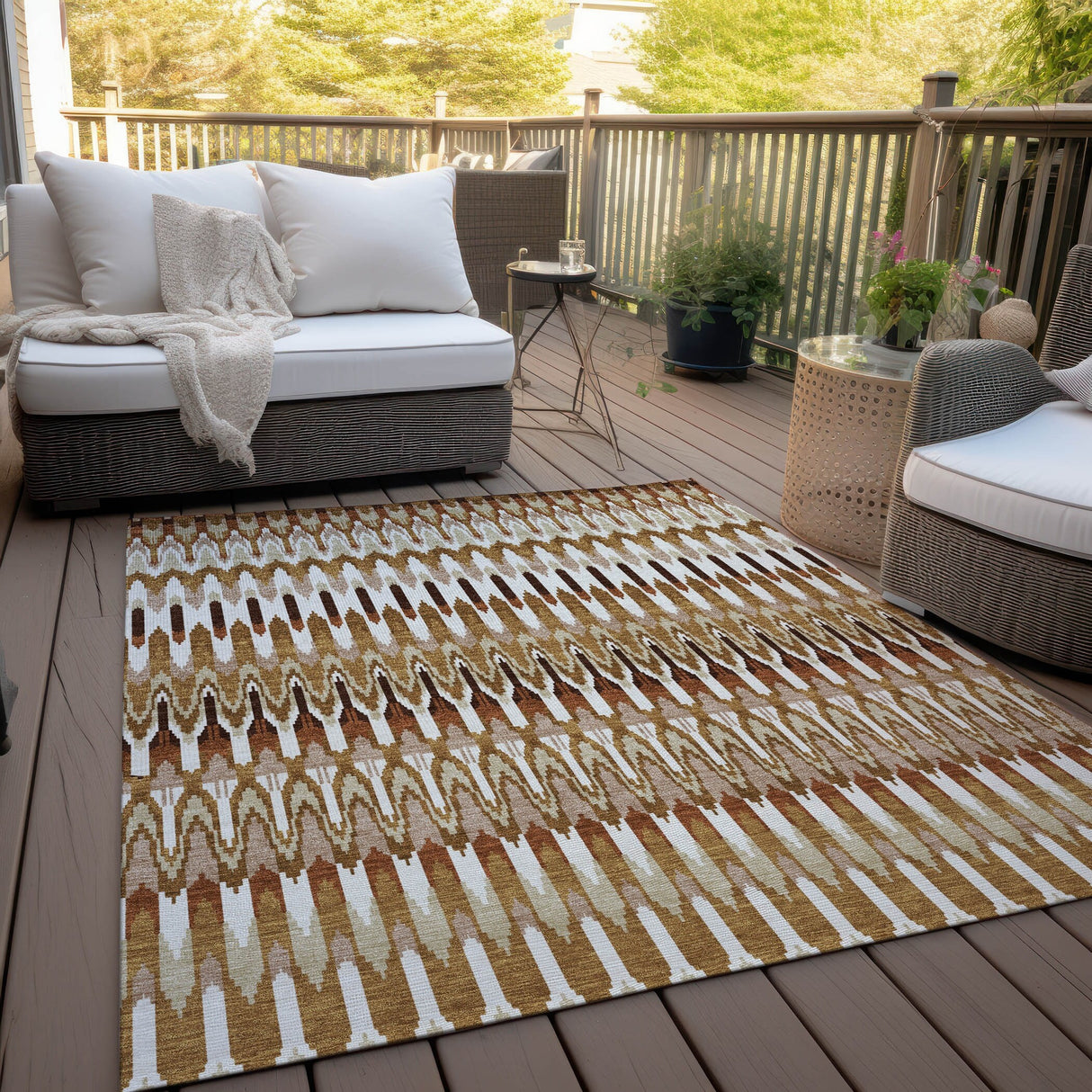 Machine Washable Indoor/ Outdoor Chantille Moroccan Boho Rug