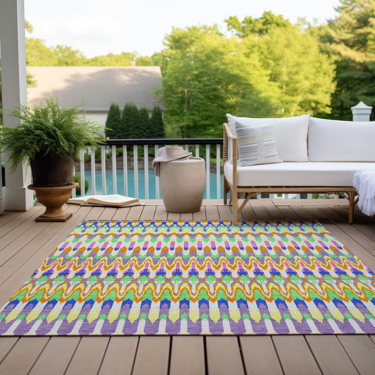 Machine Washable Indoor/ Outdoor Chantille Moroccan Boho Rug
