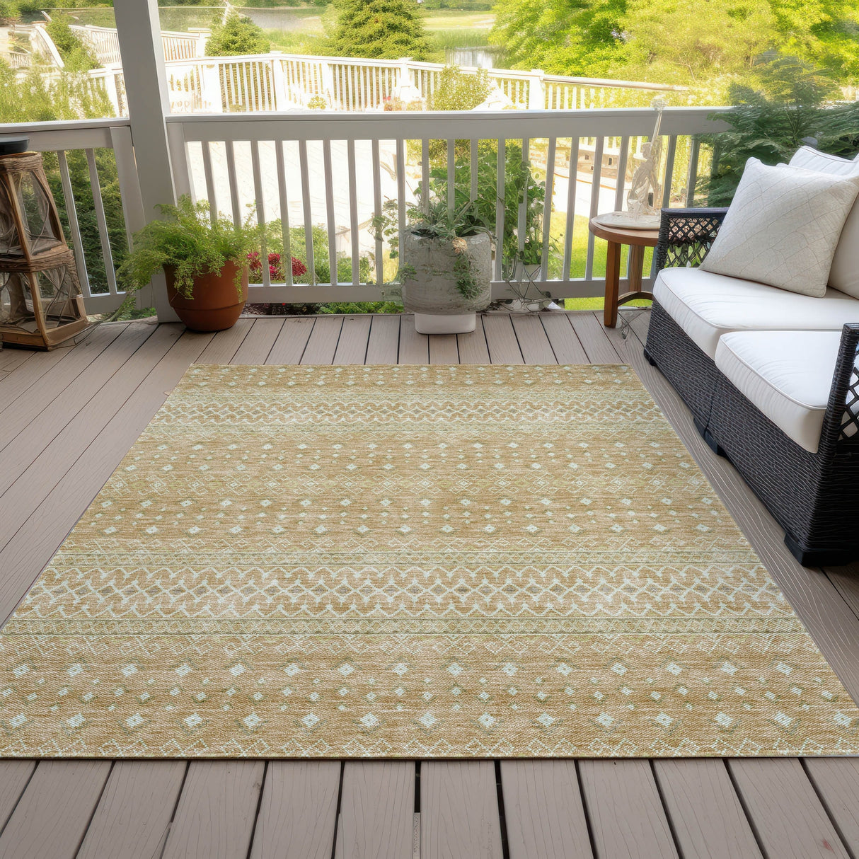 Machine Washable Indoor/ Outdoor Chantille Morrocan Boho Rug