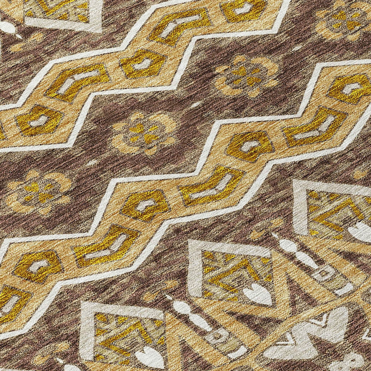 Machine Washable Indoor/ Outdoor Chantille Mosaic Global Rug