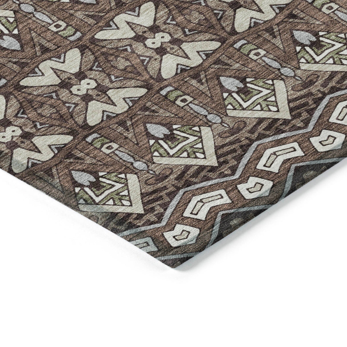 Machine Washable Indoor/ Outdoor Chantille Mosaic Global Rug