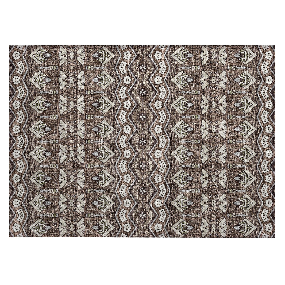 Machine Washable Indoor/ Outdoor Chantille Mosaic Global Rug