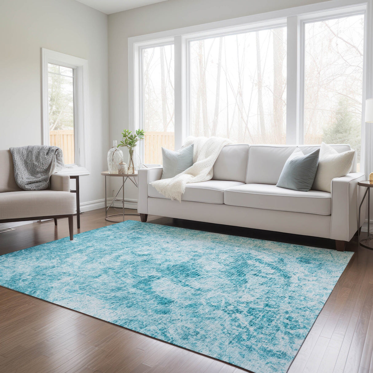 Machine Washable Indoor/ Outdoor Abstract Solid Chantille Rug