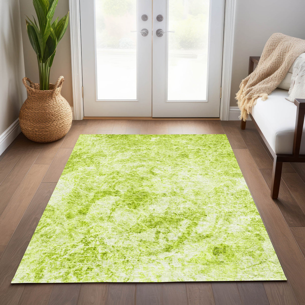 Machine Washable Indoor/ Outdoor Abstract Solid Chantille Rug
