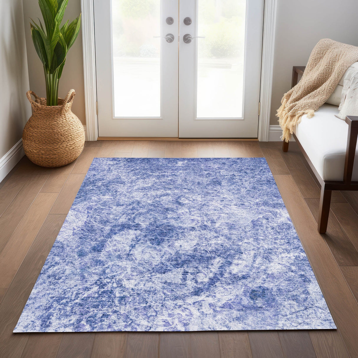 Machine Washable Indoor/ Outdoor Abstract Solid Chantille Rug