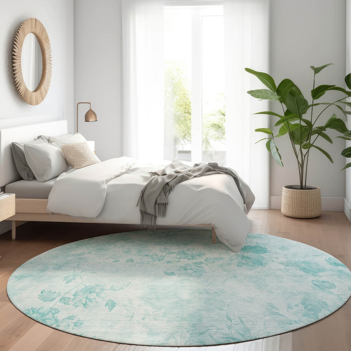 Machine Washable Indoor/ Outdoor Chantille Vanishing Floral Rug