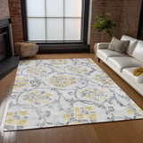 Machine Washable Indoor/ Outdoor Chantille Scroll Floral Rug