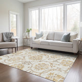Machine Washable Indoor/ Outdoor Chantille Scroll Floral Rug
