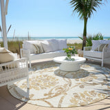 Machine Washable Indoor/ Outdoor Chantille Scroll Floral Rug