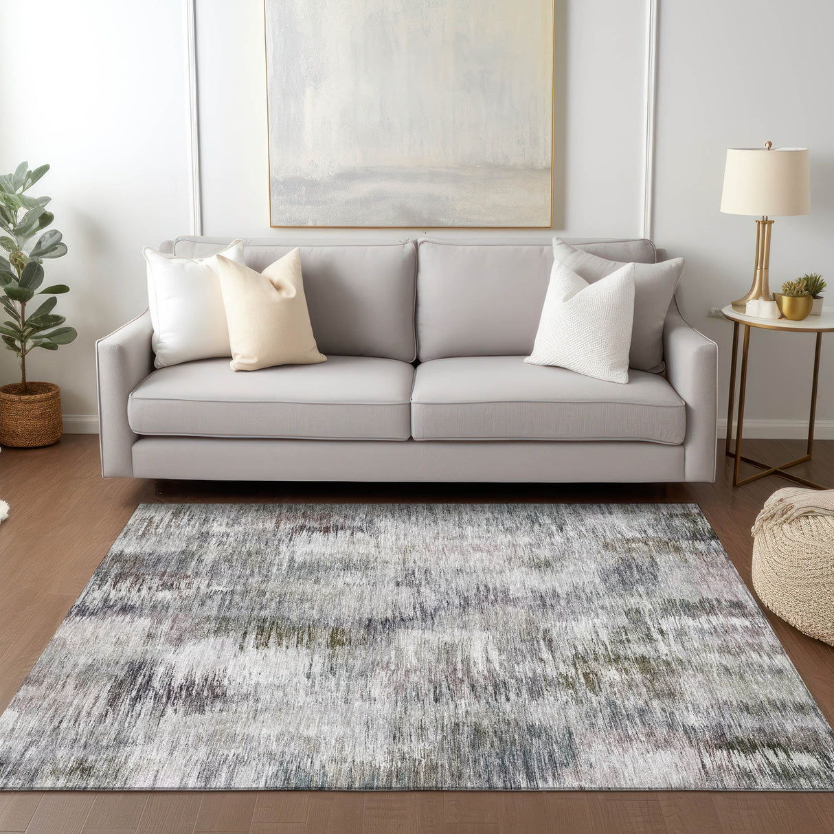 Machine Washable Indoor/ Outdoor Chantille Solid Abstract Rug