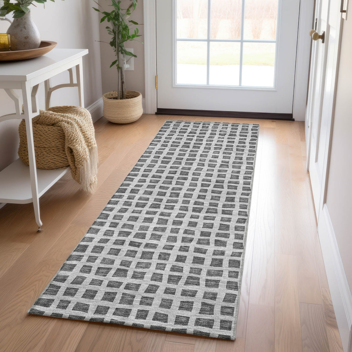 Machine Washable Indoor/ Outdoor Chantille Squares Rug