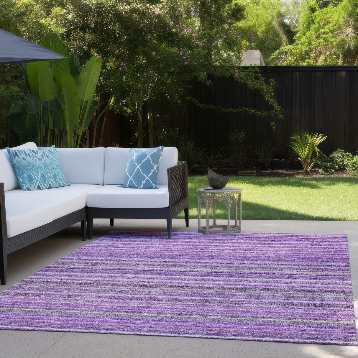Machine Washable Indoor/ Outdoor Chantille Stripes Rug
