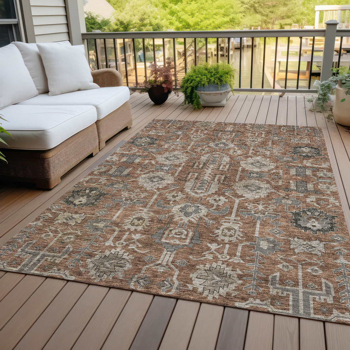 Machine Washable Indoor/ Outdoor Chantille Traditional Boho Rug