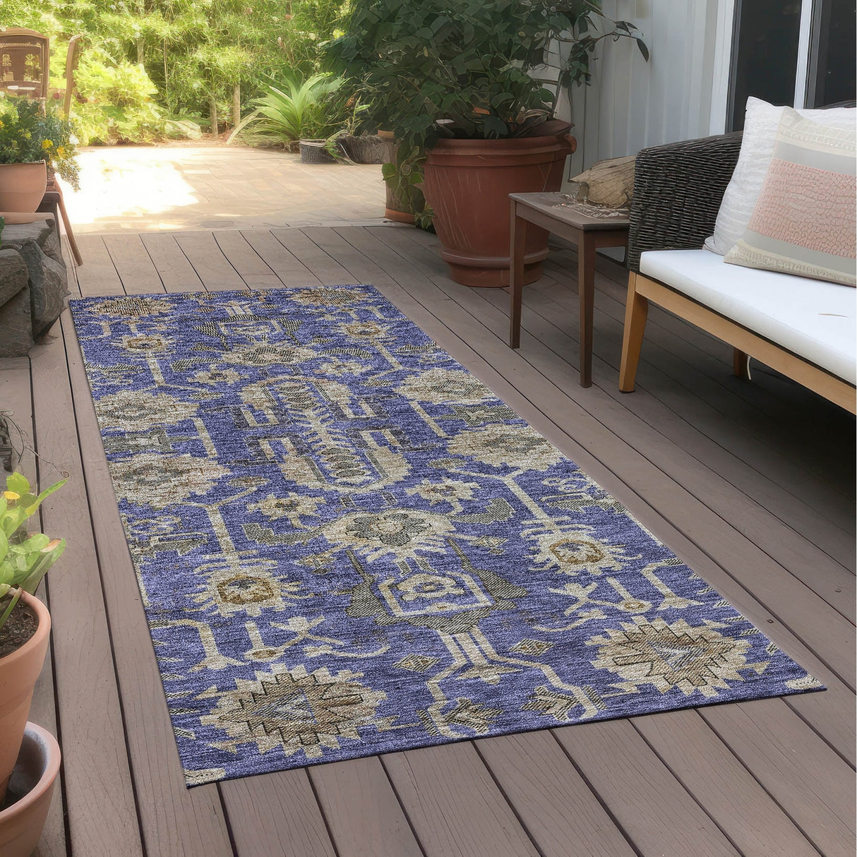 Machine Washable Indoor/ Outdoor Chantille Traditional Boho Rug