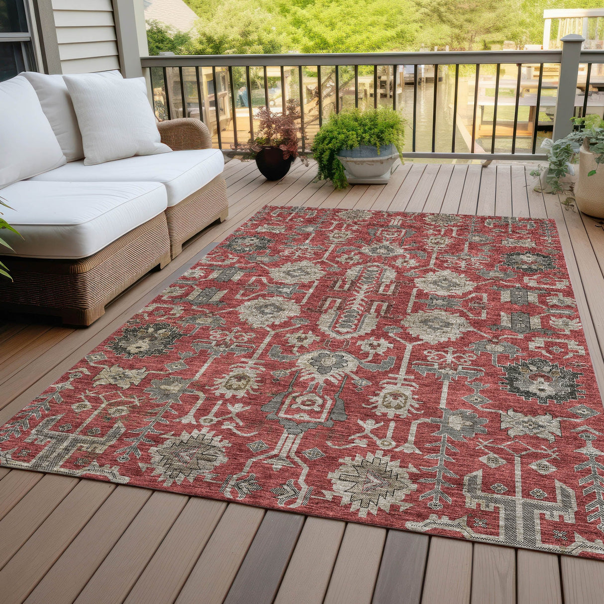 Machine Washable Indoor/ Outdoor Chantille Traditional Boho Rug