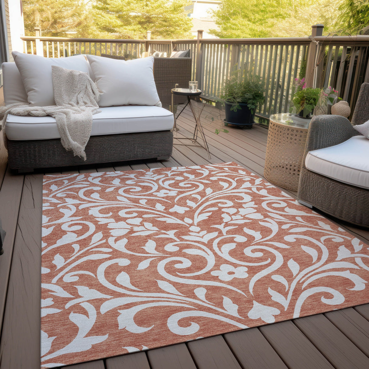 Machine Washable Indoor/ Outdoor Chantille Traditional Elegant Rug