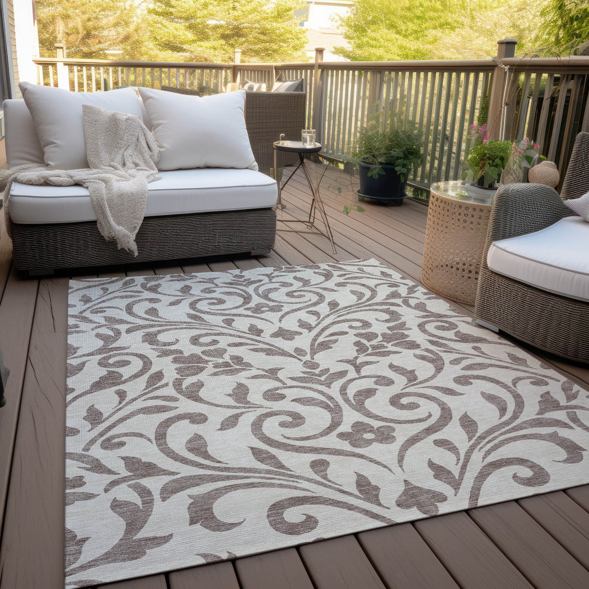 Machine Washable Indoor/ Outdoor Chantille Traditional Elegant Rug