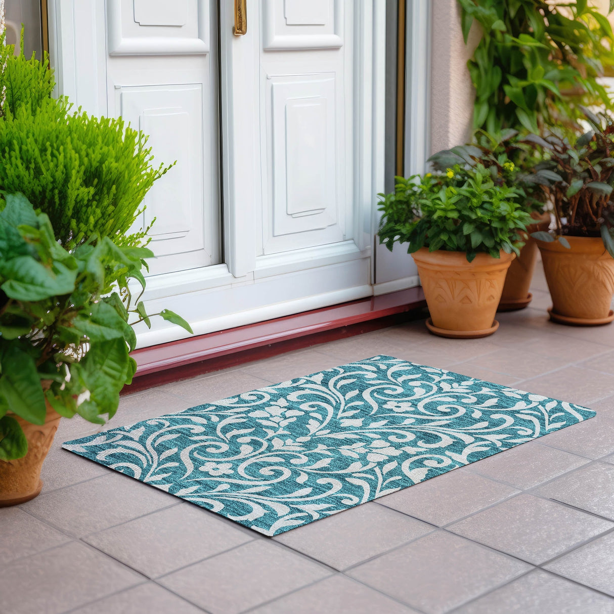 Machine Washable Indoor/ Outdoor Chantille Traditional Elegant Rug