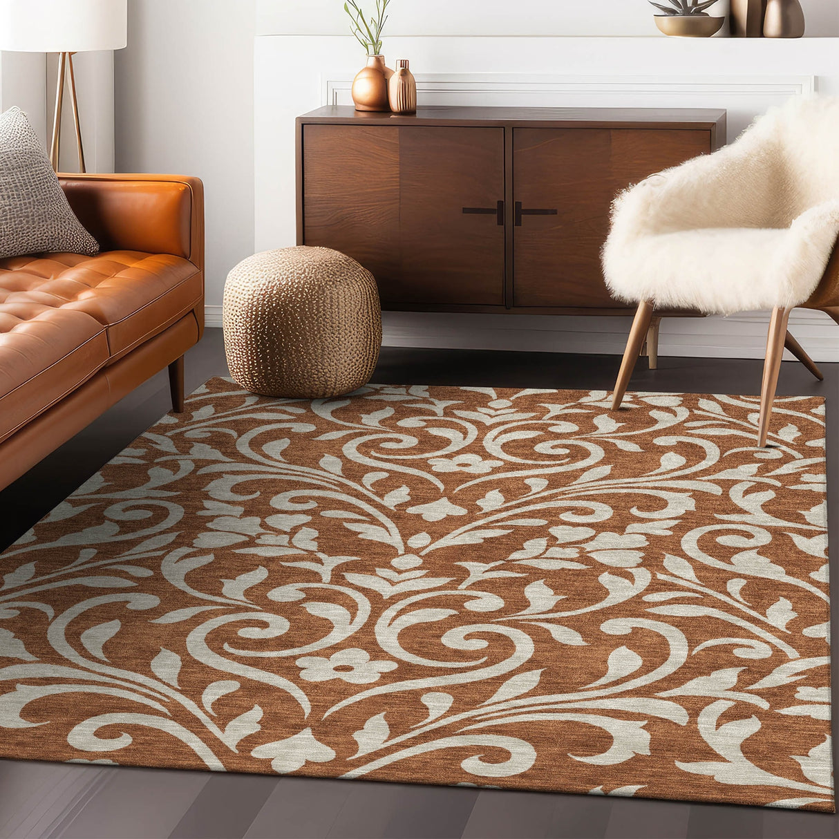 Machine Washable Indoor/ Outdoor Chantille Traditional Elegant Rug