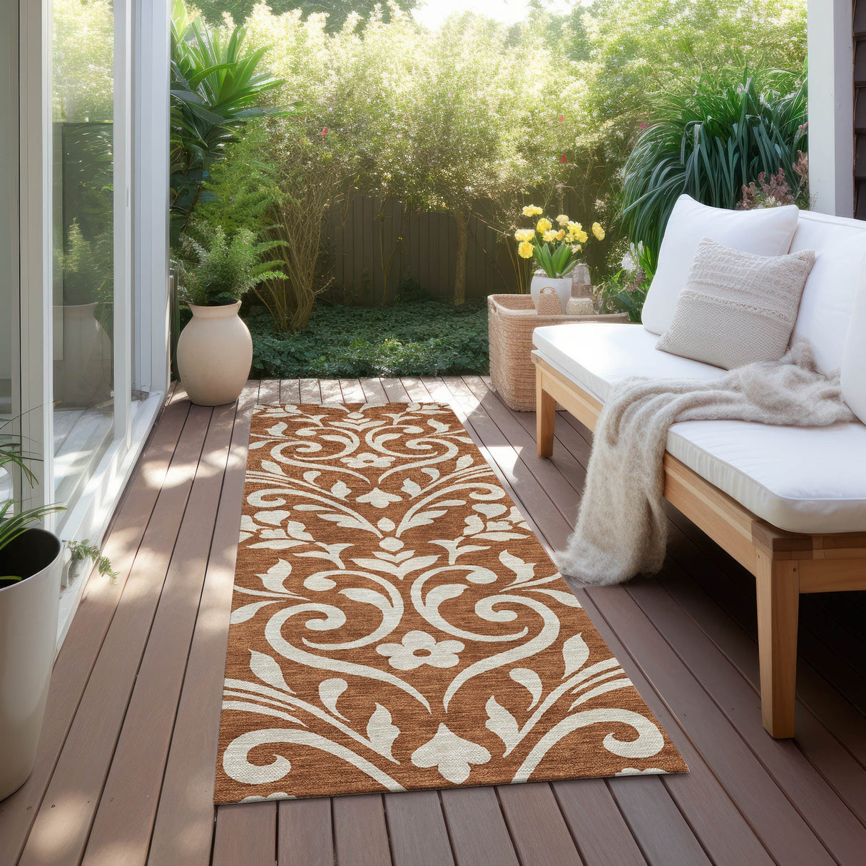 Machine Washable Indoor/ Outdoor Chantille Traditional Elegant Rug