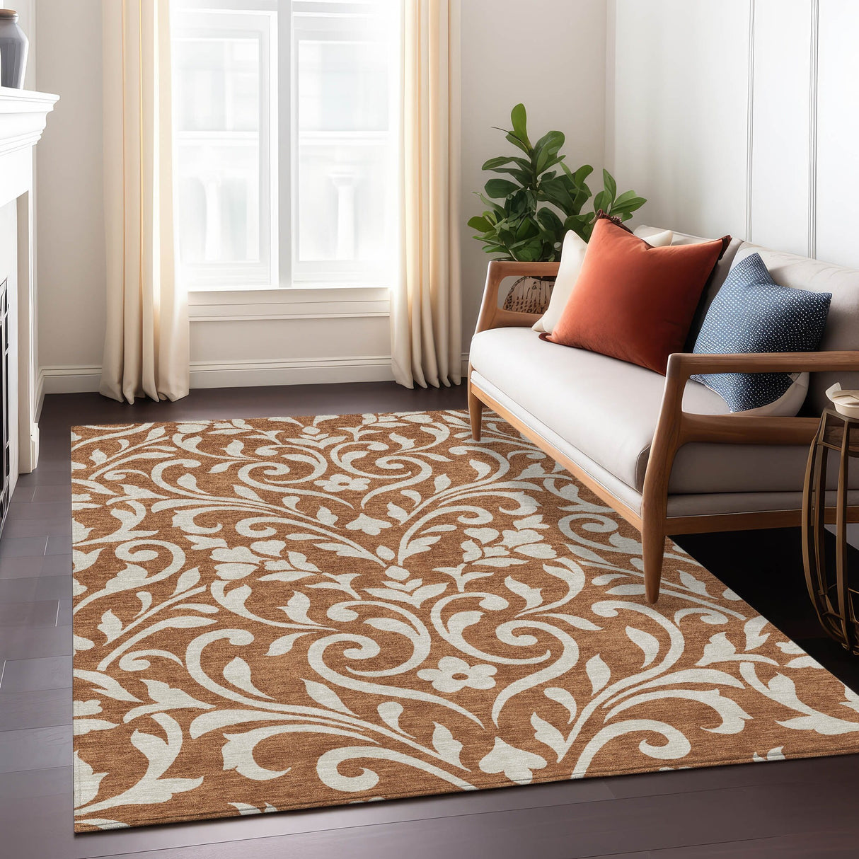 Machine Washable Indoor/ Outdoor Chantille Traditional Elegant Rug