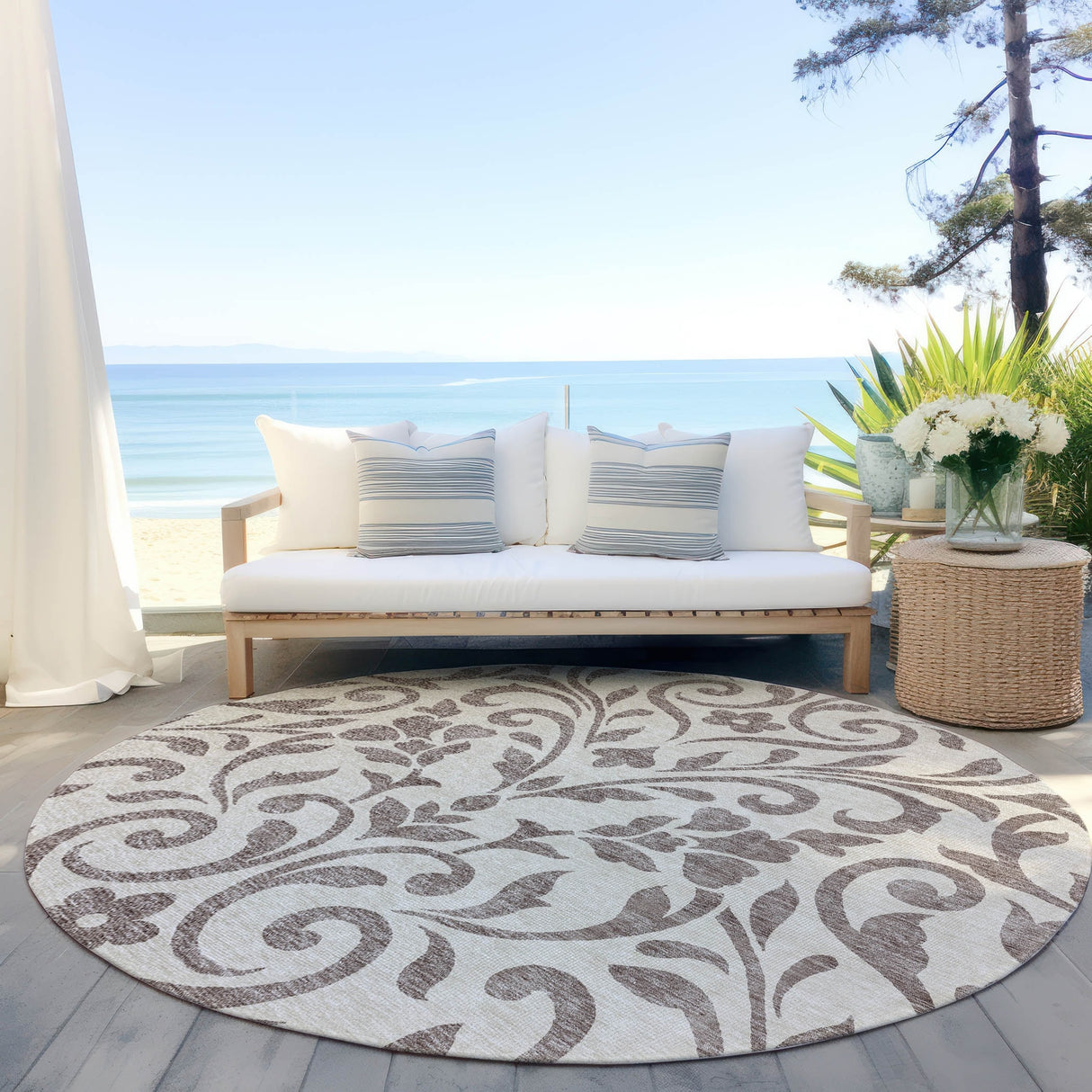 Machine Washable Indoor/ Outdoor Chantille Traditional Elegant Rug
