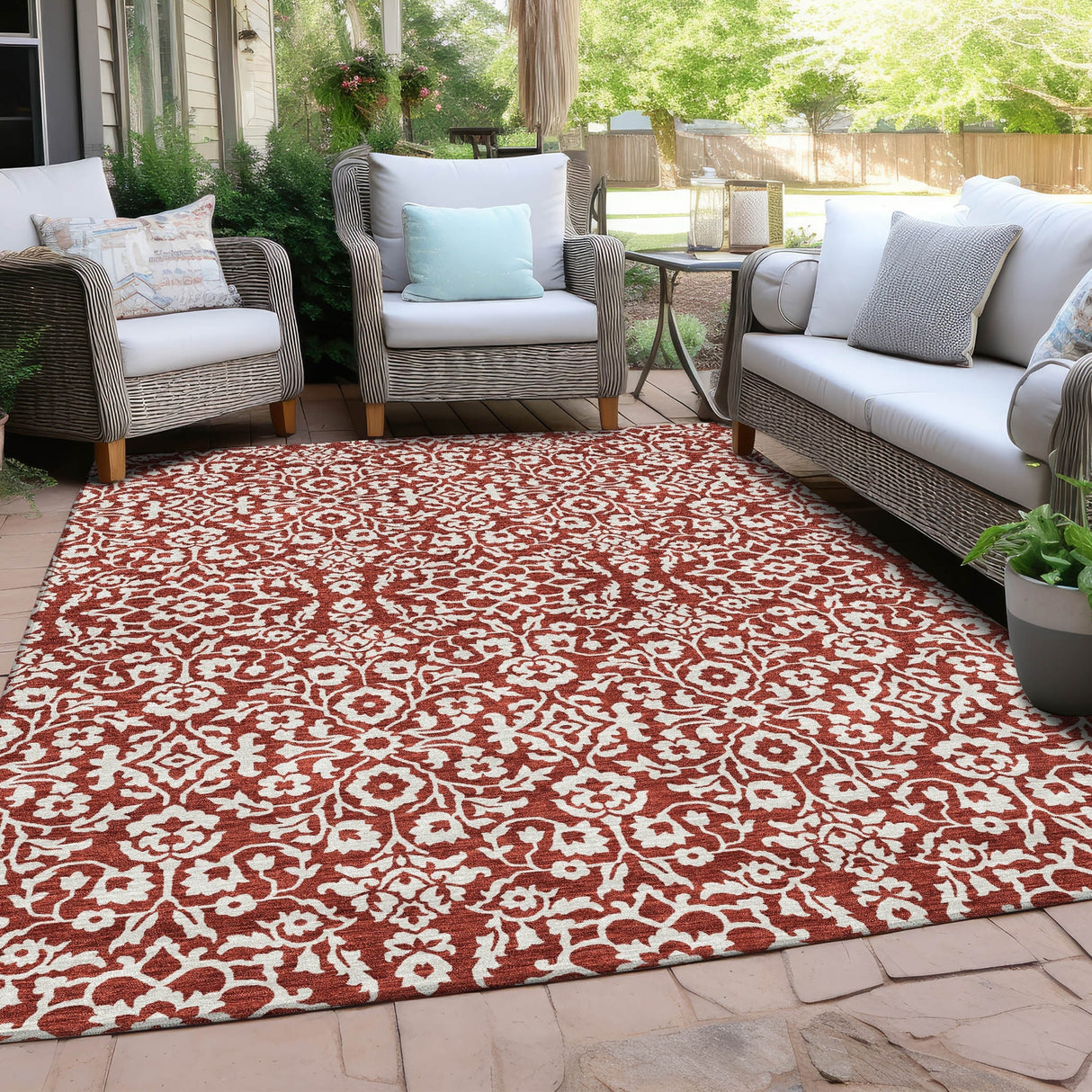 Machine Washable Indoor/ Outdoor Chantille Traditional Farmhouse Rug