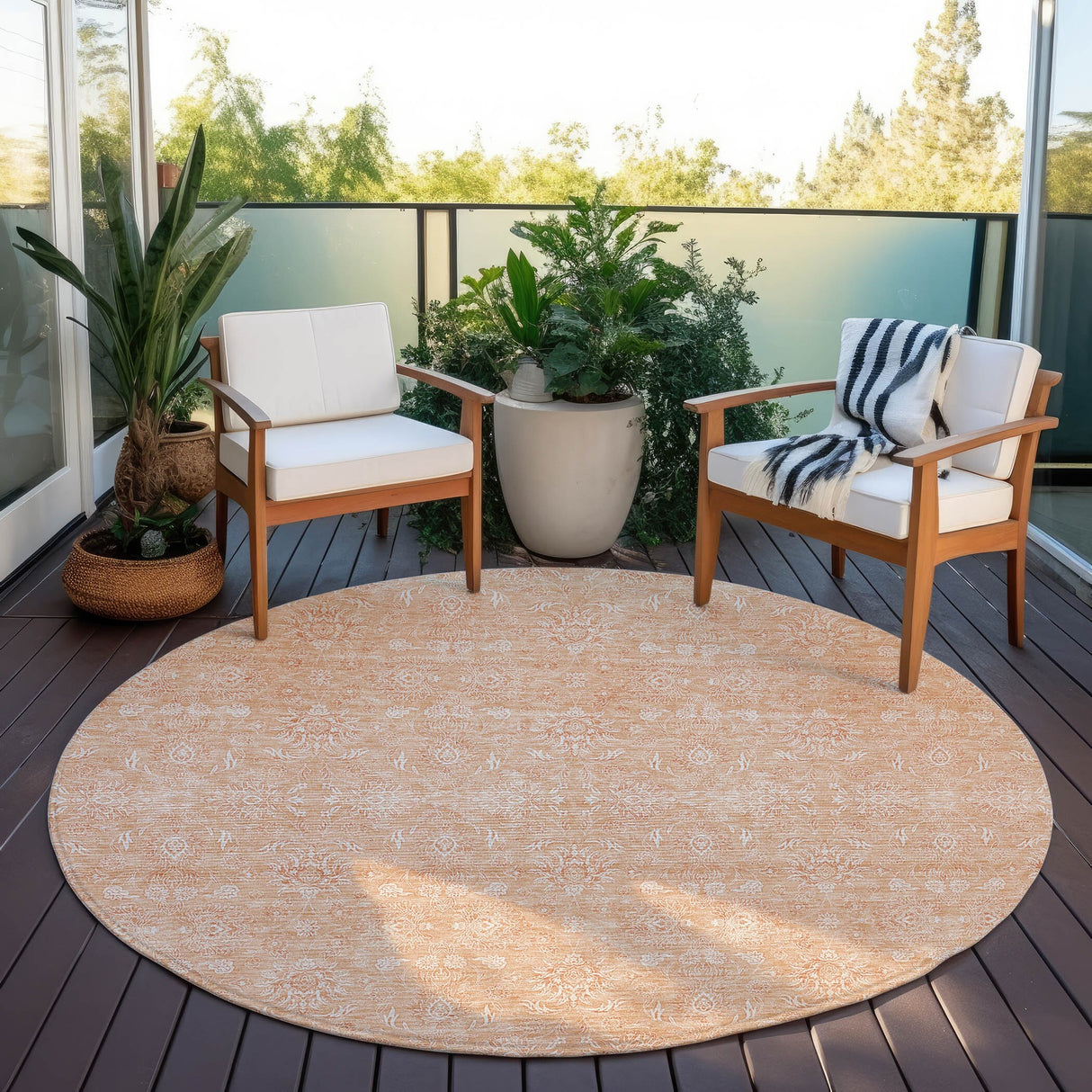 Machine Washable Indoor/ Outdoor Chantille Traditional Floral Rug