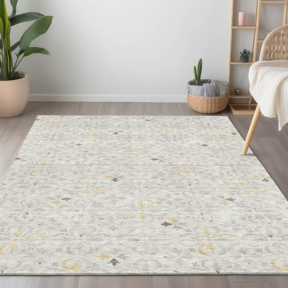 Machine Washable Indoor/ Outdoor Chantille Traditional Medallion Rug