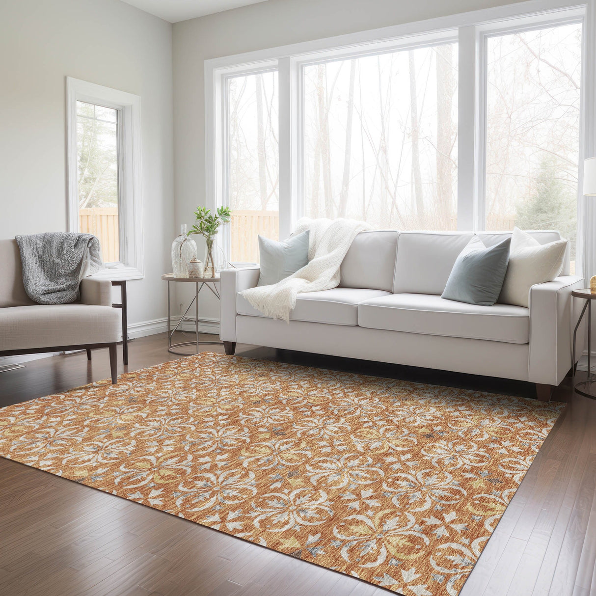 Machine Washable Indoor/ Outdoor Chantille Traditional Medallion Rug