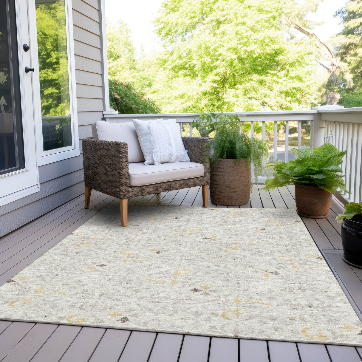 Machine Washable Indoor/ Outdoor Chantille Traditional Medallion Rug