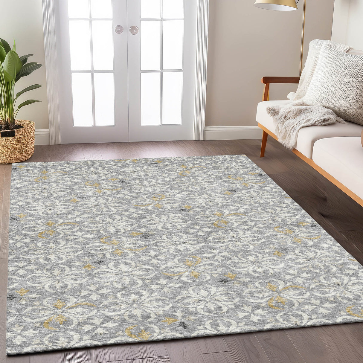 Machine Washable Indoor/ Outdoor Chantille Traditional Medallion Rug
