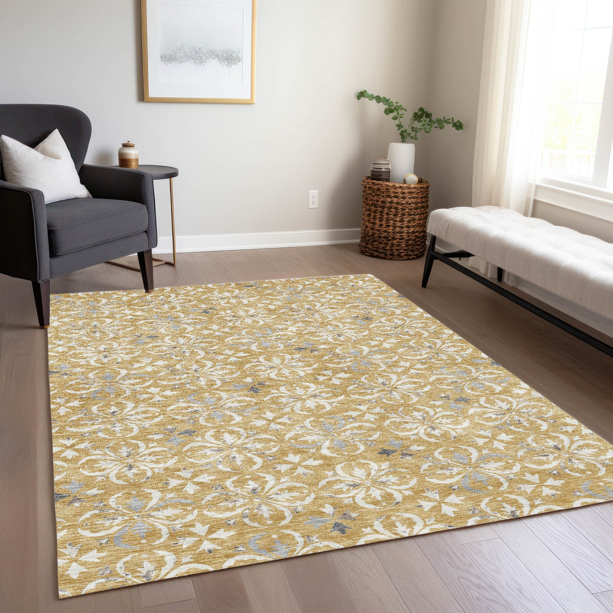 Machine Washable Indoor/ Outdoor Chantille Traditional Medallion Rug