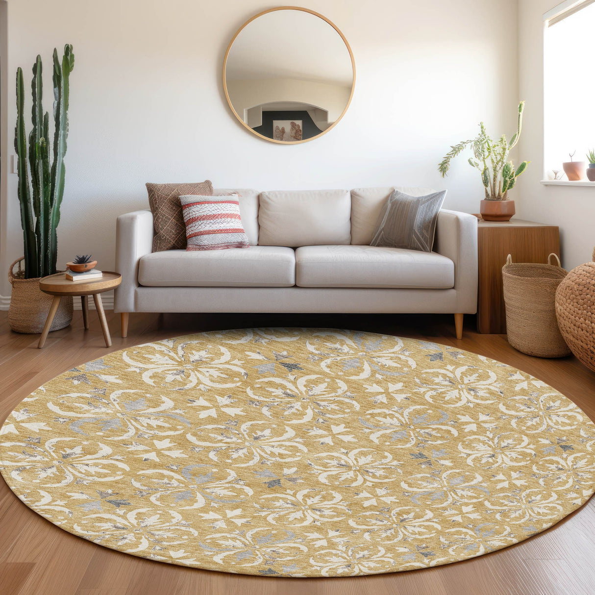 Machine Washable Indoor/ Outdoor Chantille Traditional Medallion Rug