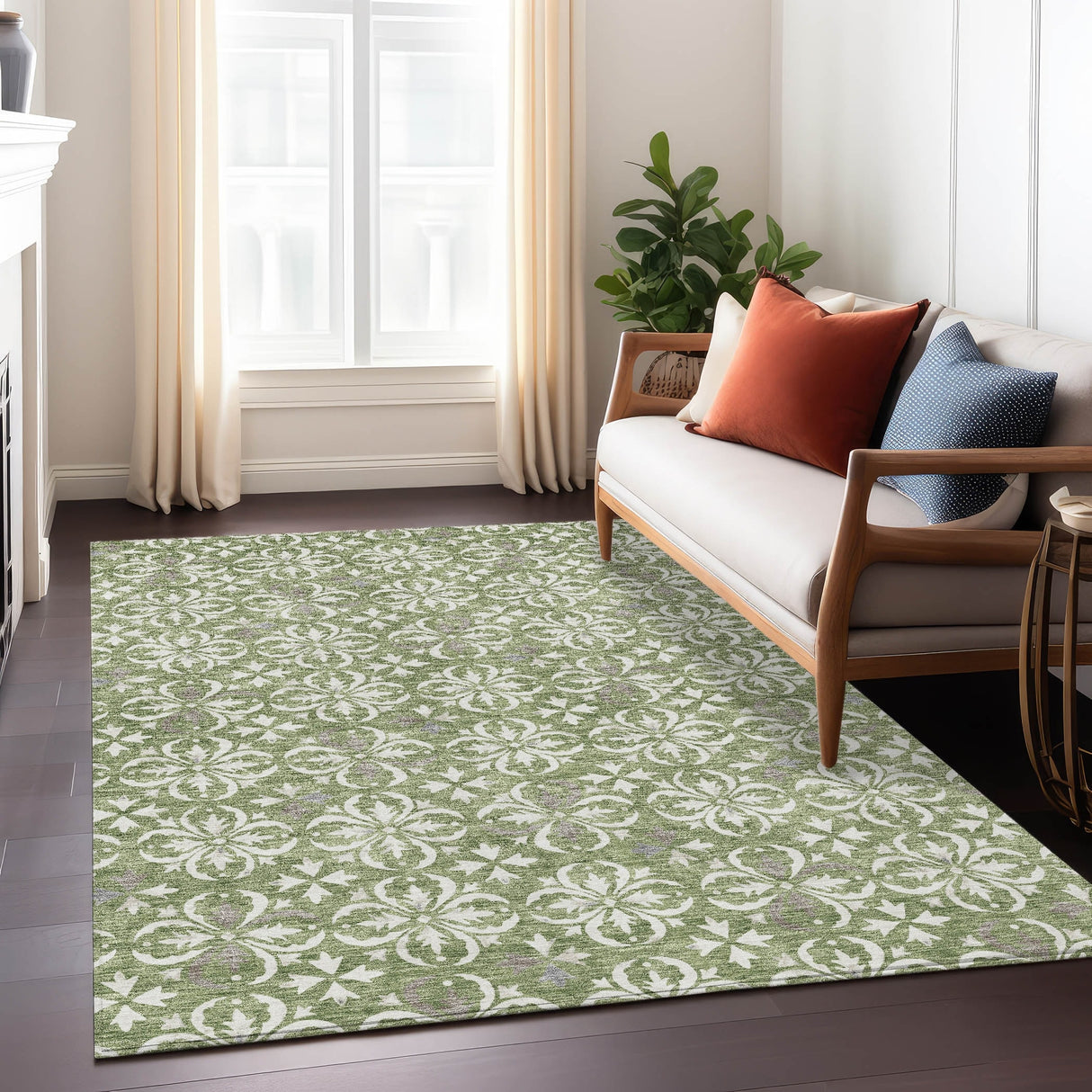 Machine Washable Indoor/ Outdoor Chantille Traditional Medallion Rug