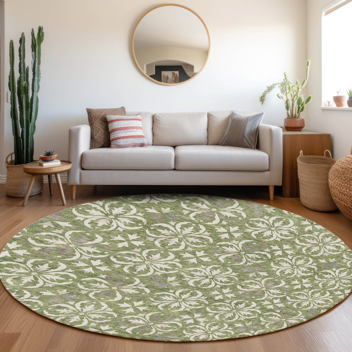 Machine Washable Indoor/ Outdoor Chantille Traditional Medallion Rug