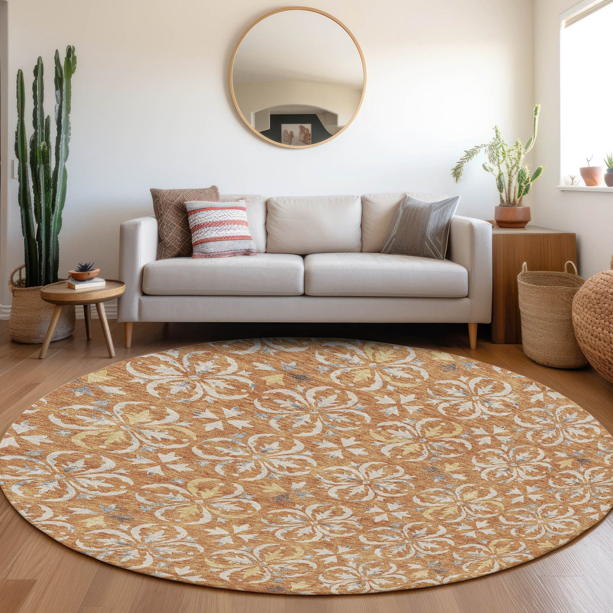 Machine Washable Indoor/ Outdoor Chantille Traditional Medallion Rug