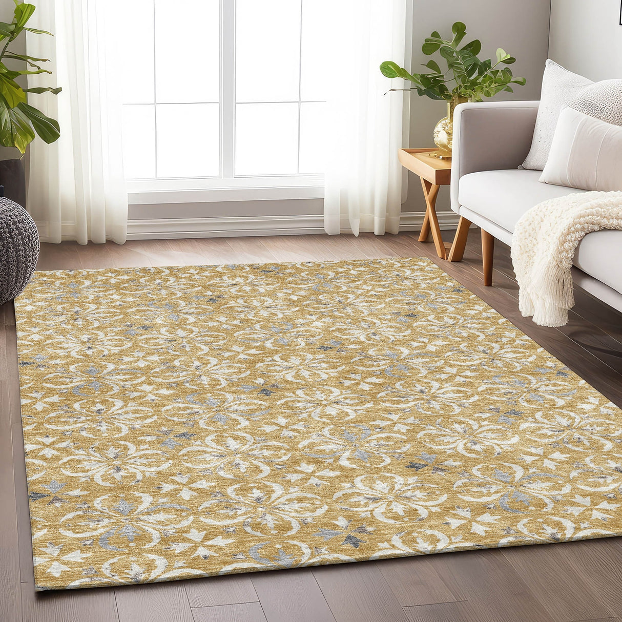 Machine Washable Indoor/ Outdoor Chantille Traditional Medallion Rug