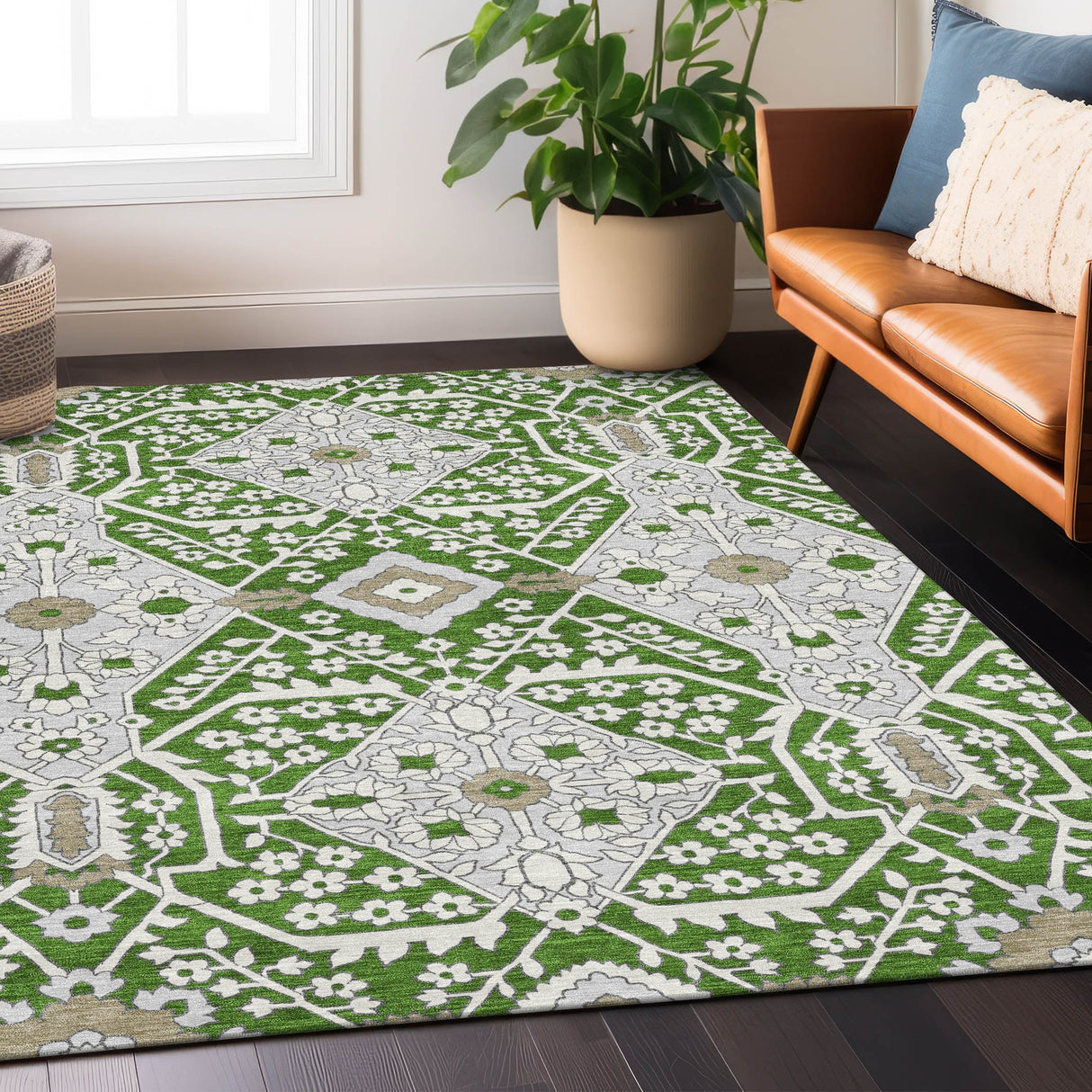 Machine Washable Indoor/ Outdoor Chantille Traditional Rug