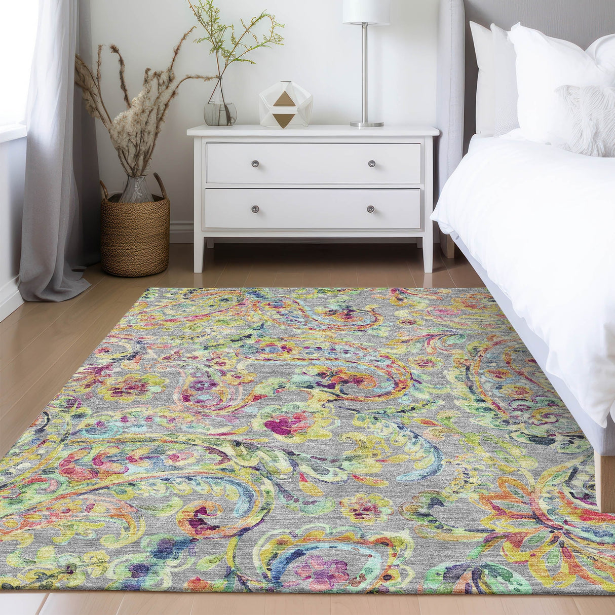 Machine Washable Indoor/ Outdoor Chantille Traditional Scroll Rug