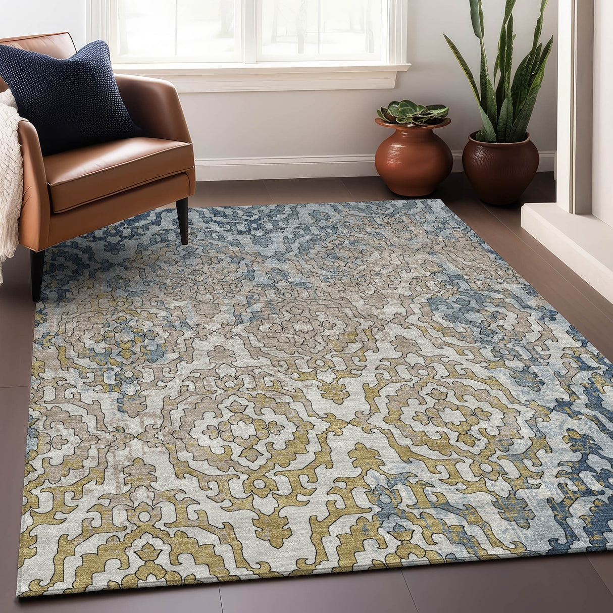 Machine Washable Indoor/ Outdoor Chantille Transitional Rug